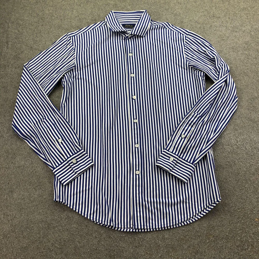 Polo Ralph Lauren Shirt Mens Large Blue Stripe Classic Fit Dress Long Sleeve